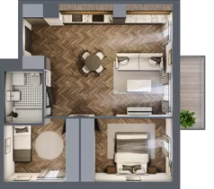3 pokoje, mieszkanie 57,27 m², piętro 1, oferta nr B.1.34, Jabłonova Bud. B, Piaseczno, ul. Jabłoniowa