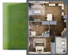 3 pokoje, mieszkanie 59,74 m², parter, oferta nr B.0.22, Jabłonova Bud. B, Piaseczno, ul. Jabłoniowa