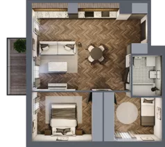 3 pokoje, mieszkanie 57,27 m², piętro 2, oferta nr B.2.61, Jabłonova Bud. B, Piaseczno, ul. Jabłoniowa