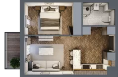 2 pokoje, mieszkanie 35,32 m², piętro 1, oferta nr B.1.45, Jabłonova Bud. B, Piaseczno, ul. Jabłoniowa