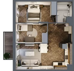3 pokoje, mieszkanie 52,38 m², piętro 1, oferta nr B.1.49, Jabłonova Bud. B, Piaseczno, ul. Jabłoniowa