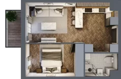 2 pokoje, mieszkanie 35,83 m², piętro 1, oferta nr B.1.48, Jabłonova Bud. B, Piaseczno, ul. Jabłoniowa