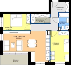 3 pokoje, mieszkanie 70,26 m², piętro 2, oferta nr D17, Osiedle Sosnowa, Rybnik, Paruszowiec-Piaski, ul. Sosnowa 20