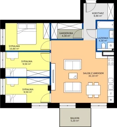 4 pokoje, mieszkanie 76,89 m², piętro 3, oferta nr F23, Osiedle Sosnowa, Rybnik, Paruszowiec-Piaski, ul. Sosnowa 20