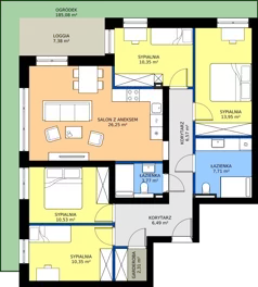 5 pokoi, mieszkanie 97,46 m², parter, oferta nr G1.1, Osiedle Sosnowa, Rybnik, Paruszowiec-Piaski, ul. Sosnowa 20