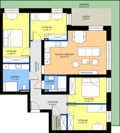 5 pokoi, mieszkanie 97,36 m², parter, oferta nr G2.1, Osiedle Sosnowa, Rybnik, Paruszowiec-Piaski, ul. Sosnowa 20