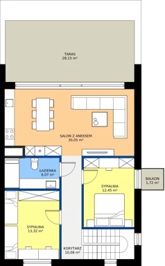 3 pokoje, mieszkanie 77,01 m², piętro 1, oferta nr 14D, Biała Dama, Ornontowice, ul. Brzozowa