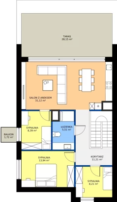 4 pokoje, mieszkanie 83,18 m², piętro 1, oferta nr 15B, Biała Dama, Ornontowice, ul. Brzozowa