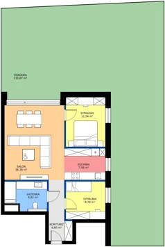 3 pokoje, mieszkanie 67,04 m², parter, oferta nr 2C, Biała Dama, Ornontowice, ul. Brzozowa