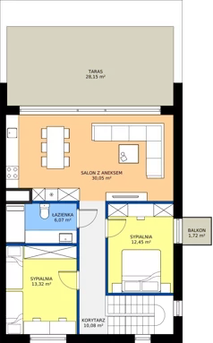 3 pokoje, mieszkanie 77,21 m², piętro 1, oferta nr 2D, Biała Dama, Ornontowice, ul. Brzozowa