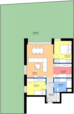 3 pokoje, mieszkanie 66,68 m², parter, oferta nr 3A, Biała Dama, Ornontowice, ul. Brzozowa