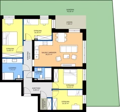5 pokoi, mieszkanie 97,17 m², parter, oferta nr B2.1, Osiedle Sosnowa Budynek B-C, Rybnik, Paruszowiec-Piaski, ul. Sosnowa 20