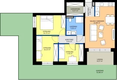 4 pokoje, mieszkanie 66,28 m², piętro 1, oferta nr B2.5, Osiedle Sosnowa Budynek B-C, Rybnik, Paruszowiec-Piaski, ul. Sosnowa 20
