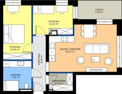 3 pokoje, mieszkanie 67,26 m², piętro 2, oferta nr C2.6, Osiedle Sosnowa Budynek B-C, Rybnik, Paruszowiec-Piaski, ul. Sosnowa 20
