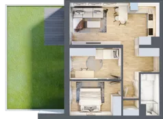 3 pokoje, mieszkanie 57,85 m², piętro 1, oferta nr A1.01, Osiedle Kwiatowe, Mysłowice, ul. Kwiatowa