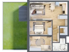 3 pokoje, mieszkanie 60,23 m², parter, oferta nr A0.02, Osiedle Kwiatowe, Mysłowice, ul. Kwiatowa
