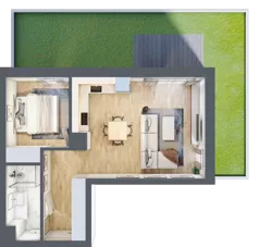 2 pokoje, mieszkanie 44,51 m², parter, oferta nr A0.07, Osiedle Kwiatowe, Mysłowice, ul. Kwiatowa