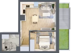 2 pokoje, mieszkanie 36,56 m², piętro 2, oferta nr A2.08, Osiedle Kwiatowe, Mysłowice, ul. Kwiatowa