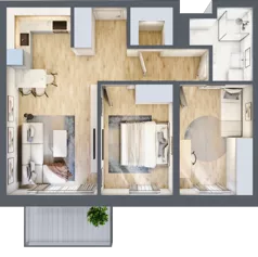 3 pokoje, mieszkanie 60,23 m², piętro 1, oferta nr A1.02, Osiedle Kwiatowe, Mysłowice, ul. Kwiatowa