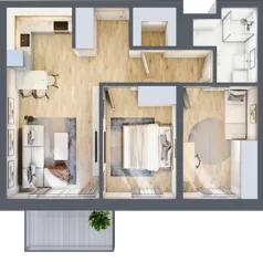 3 pokoje, mieszkanie 44,13 m², piętro 2, oferta nr A2.02, Osiedle Kwiatowe, Mysłowice, ul. Kwiatowa
