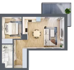 2 pokoje, mieszkanie 44,51 m², piętro 2, oferta nr A2.07, Osiedle Kwiatowe, Mysłowice, ul. Kwiatowa