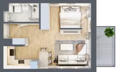 1 pokój, mieszkanie 40,63 m², piętro 3, oferta nr A3.05, Osiedle Kwiatowe, Mysłowice, ul. Kwiatowa
