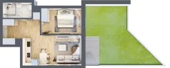 2 pokoje, mieszkanie 44,06 m², piętro 1, oferta nr B1.01, Osiedle Kwiatowe, Mysłowice, ul. Kwiatowa