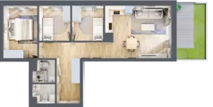 4 pokoje, mieszkanie 65,74 m², piętro 1, oferta nr B1.05, Osiedle Kwiatowe, Mysłowice, ul. Kwiatowa