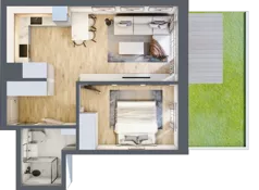 2 pokoje, mieszkanie 40,59 m², piętro 1, oferta nr A1.06, Osiedle Kwiatowe, Mysłowice, ul. Kwiatowa