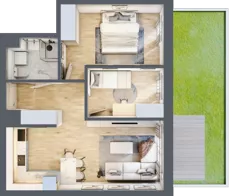 3 pokoje, mieszkanie 51,63 m², parter, oferta nr B0.07, Osiedle Kwiatowe, Mysłowice, ul. Kwiatowa