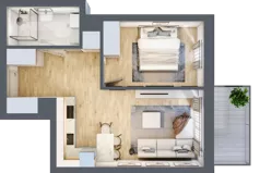 2 pokoje, mieszkanie 44,06 m², piętro 1, oferta nr B1.01, Osiedle Kwiatowe, Mysłowice, ul. Kwiatowa