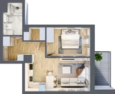 2 pokoje, mieszkanie 43,92 m², piętro 1, oferta nr B1.03, Osiedle Kwiatowe, Mysłowice, ul. Kwiatowa