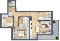 4 pokoje, mieszkanie 77,12 m², piętro 1, oferta nr B1.04, Osiedle Kwiatowe, Mysłowice, ul. Kwiatowa