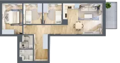 4 pokoje, mieszkanie 65,74 m², piętro 1, oferta nr B1.05, Osiedle Kwiatowe, Mysłowice, ul. Kwiatowa
