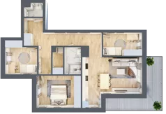 4 pokoje, mieszkanie 77,12 m², piętro 2, oferta nr B2.04, Osiedle Kwiatowe, Mysłowice, ul. Kwiatowa