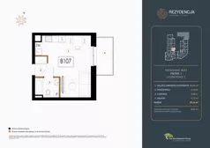 1 pokój, mieszkanie 27,61 m², piętro 1, oferta nr B.107, Rezydencja Śródmiejska, Łódź, Śródmieście, Śródmieście-Wschód, ul. Pomorska 28