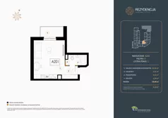 1 pokój, mieszkanie 32,95 m², piętro 2, oferta nr A.201, Rezydencja Śródmiejska, Łódź, Śródmieście, Śródmieście-Wschód, ul. Pomorska 28