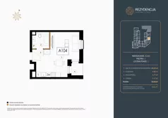 1 pokój, mieszkanie 28,63 m², piętro 1, oferta nr A.104, Rezydencja Śródmiejska, Łódź, Śródmieście, Śródmieście-Wschód, ul. Pomorska 28