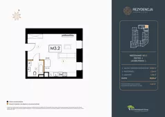 1 pokój, mieszkanie 35,59 m², piętro 3, oferta nr M.3.2, Rezydencja Śródmiejska, Łódź, Śródmieście, Śródmieście-Wschód, ul. Pomorska 28