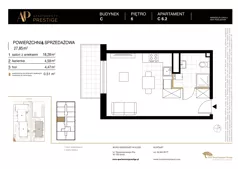 1 pokój, mieszkanie 27,85 m², piętro 6, oferta nr C.6.2, Apartamenty Prestige, Łódź, Śródmieście, Śródmieście-Wschód, ul. Pomorska 45/47