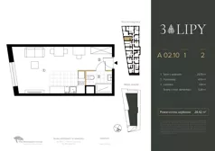 1 pokój, lokal inwestycyjny 28,42 m², piętro 2, oferta nr A.02.10, 3 Lipy, Gdańsk, Piecki-Migowo, Morena, ul. Trzy Lipy 6