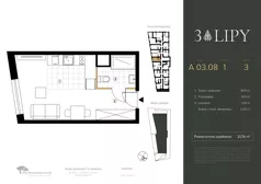 1 pokój, lokal inwestycyjny 21,74 m², piętro 3, oferta nr A.03.08, 3 Lipy, Gdańsk, Piecki-Migowo, Morena, ul. Trzy Lipy 6