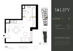 1 pokój, lokal inwestycyjny 23,98 m², piętro 4, oferta nr A.04.01, 3 Lipy, Gdańsk, Piecki-Migowo, Morena, ul. Trzy Lipy 6