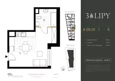 1 pokój, lokal inwestycyjny 23,98 m², piętro 5, oferta nr A.05.01, 3 Lipy, Gdańsk, Piecki-Migowo, Morena, ul. Trzy Lipy 6