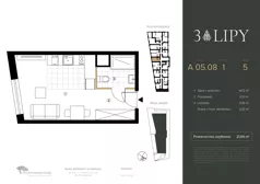 1 pokój, lokal inwestycyjny 21,74 m², piętro 5, oferta nr A.05.08, 3 Lipy, Gdańsk, Piecki-Migowo, Morena, ul. Trzy Lipy 6