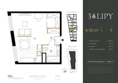1 pokój, lokal inwestycyjny 32,99 m², piętro 5, oferta nr A.05.07, 3 Lipy, Gdańsk, Piecki-Migowo, Morena, ul. Trzy Lipy 6