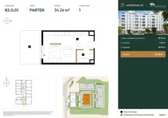 1 pokój, mieszkanie 34,26 m², parter, oferta nr B2.0.01, Wierzbowa 20, Łódź, Śródmieście, ul. Wierzbowa 20