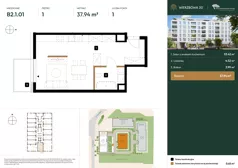 1 pokój, mieszkanie 37,94 m², piętro 1, oferta nr B2.1.01, Wierzbowa 20, Łódź, Śródmieście, ul. Wierzbowa 20