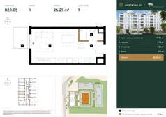 1 pokój, mieszkanie 26,25 m², piętro 1, oferta nr B2.1.05, Wierzbowa 20, Łódź, Śródmieście, ul. Wierzbowa 20