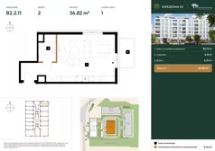 1 pokój, mieszkanie 36,82 m², piętro 2, oferta nr B2.2.11, Wierzbowa 20, Łódź, Śródmieście, ul. Wierzbowa 20